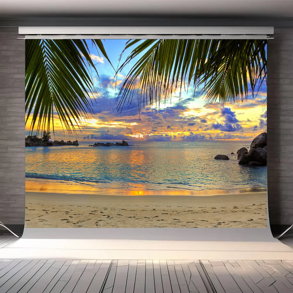 Тропический океан пляж фон летняя приморская пальма детский день рождения