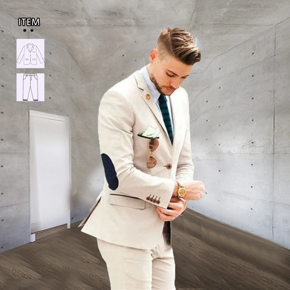 

YIWUMENSA Luxury Single Breasted Beige Blazer Groom Men's Suits For Wedding Coat With Pants Custom Made Groomsman 2021