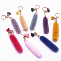 10pcslot girls bag pendant decorations fashion keychains plush key ring with tassel for women accessories