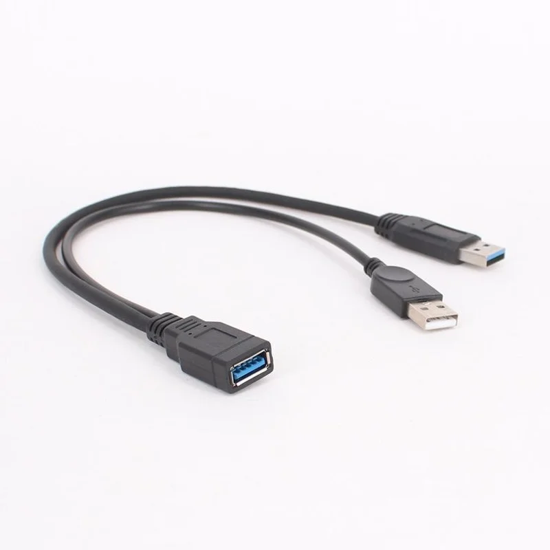 1 unidad USB 3,0 negro hembra a USB Dual macho con Cable...