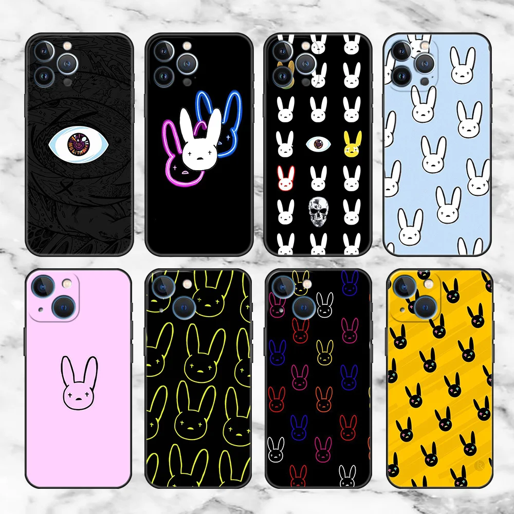 

Anime Bad Bunny Case For Apple iPhone 13 Pro 11 12 7 XR X XS X Max 8 6 6S Plus 5 5S SE 2022 Black Silicone Phone Coque