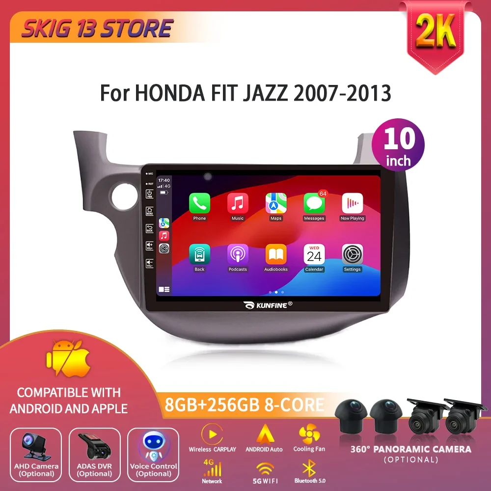 Для HONDA FIT JAZZ 2007-2013 навигация CarPlay автомобильный радиоприемник мультимедийный
