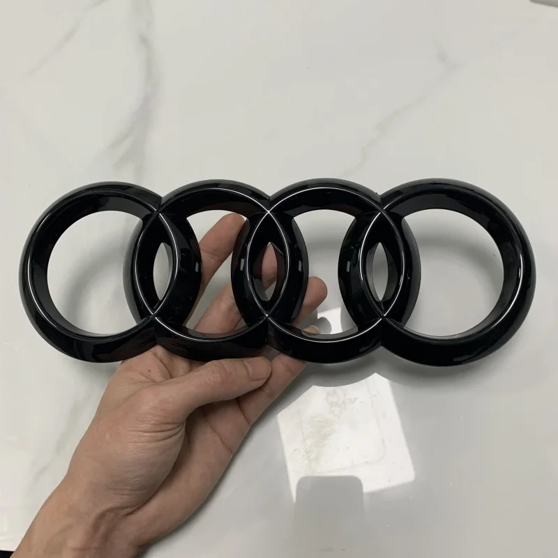 

AUDI A3 2014-2024 4-кольцевой логотип ABS Черный Эмблема с прямым покрытием Автомобильный капот Передняя решетка Задний багажник Эмблема Значок Наклейка Sline ремонт