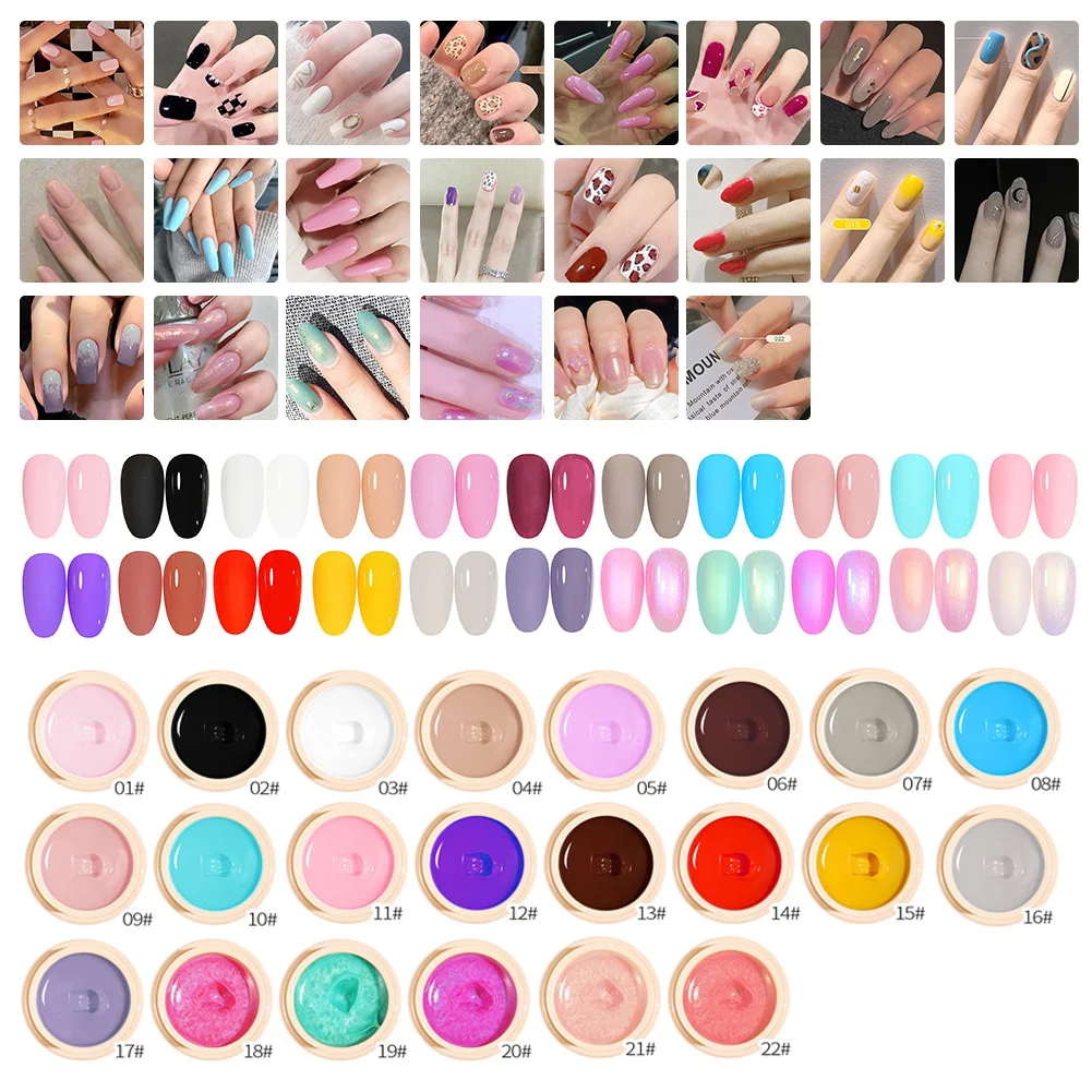 

22 Colors Solid Cream Glue Natural Crystal Jelly Nail Gel Polish Phototherapy Solid Canned Gel Varnish For Nail Salon Fastdelive