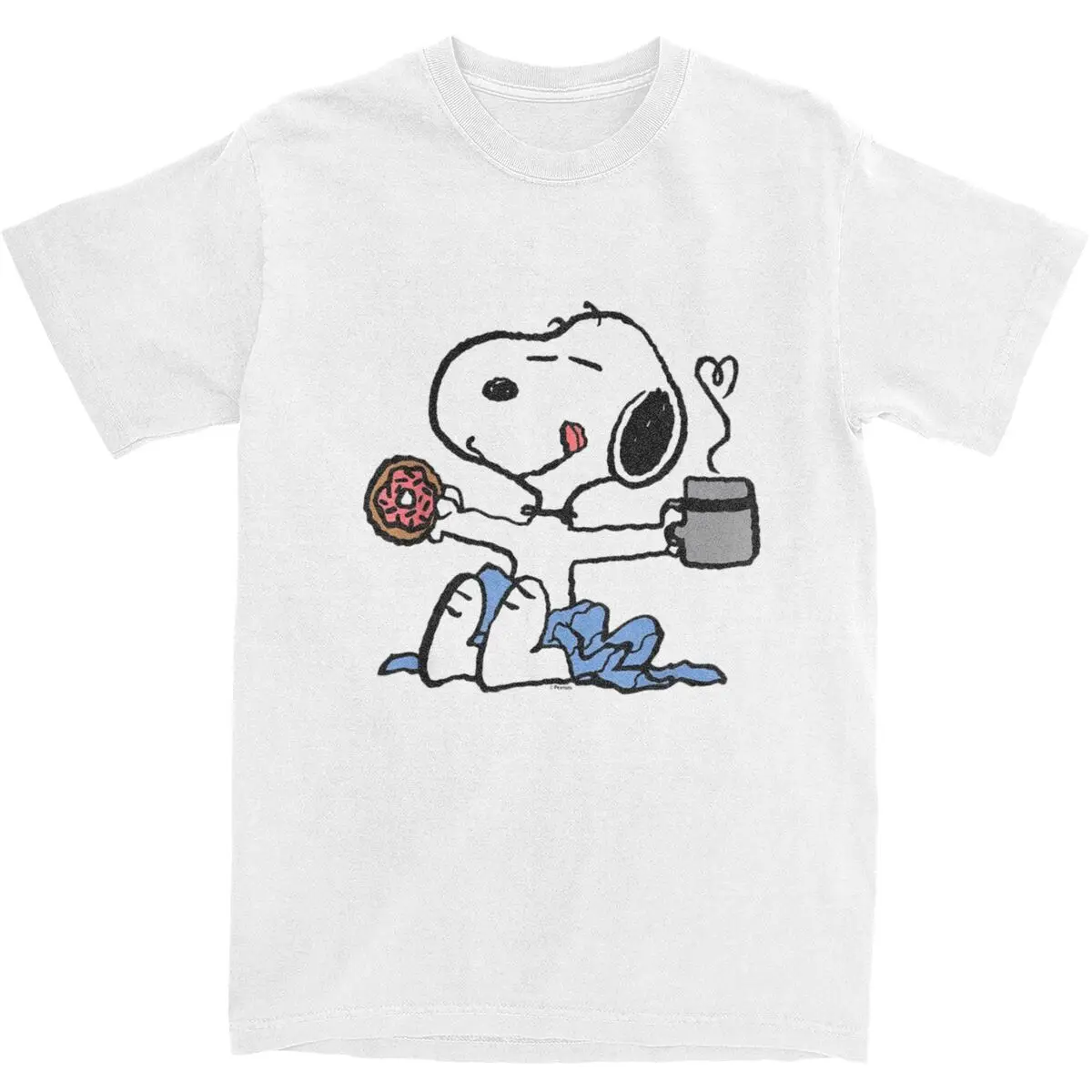 Мужские футболки с арахисом хлопковый топ пончиками кофе снупи летняя уличная