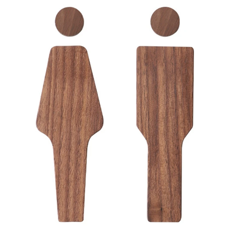 

2PCS Toilet Identification Creative WC Logos Toilet Door Men's And Women's Signs Prompt Signs Solid Wood Toilet Signs