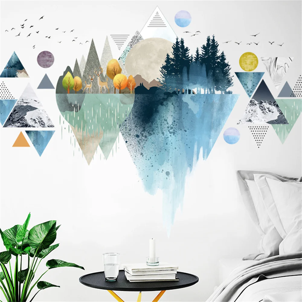 

Creative DIY Nordic Triangle Mountain Wall Stickers Home Decor Living Room Bedroom Mural Art Wall Decal Self-adhesive Posters