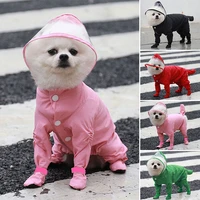 dog jumpsuit raincoat four legged all inclusive hooded waterproof dog clothing small dog cat rain coat pet clothes raining coat