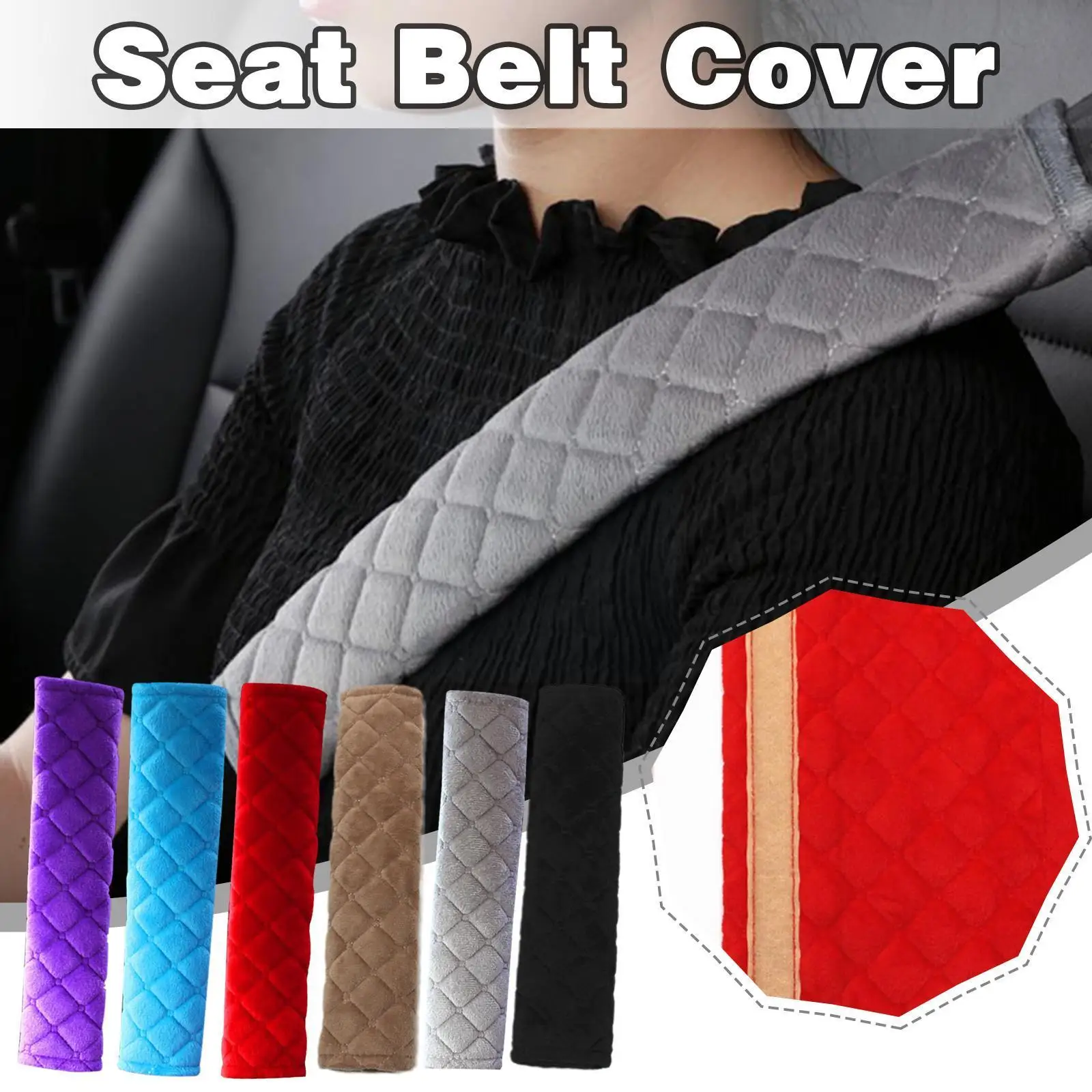 

Универсальные мягкие Наплечные подушки для автомобильного ремня безопасности, регулируемые Удобные Плюшевые плечи для автомобиля для взр...