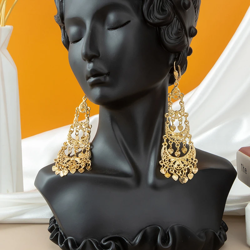 

Fatima Moroccan Wedding Jewelry Set Pendant Necklace Earrings Moon Design Jewelry Gold Color Arabian Women Necklace Earrings