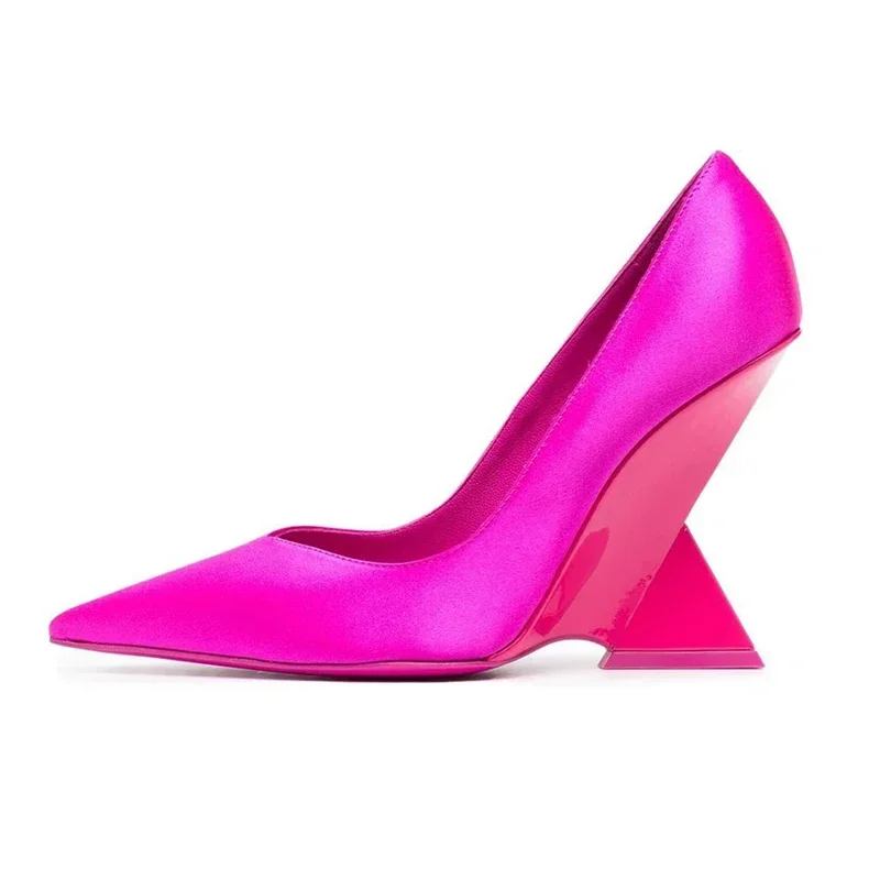 Брендовые модные атласные/лакированные туфли на высоком каблуке в форме кожи