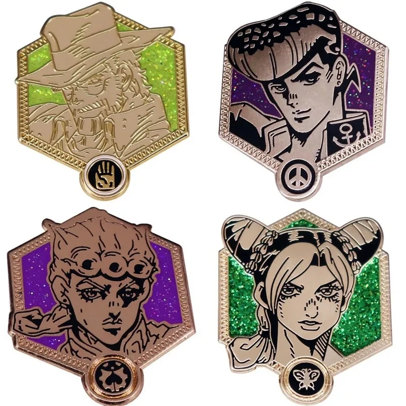 Золотая эмалированная брошь JOJO Josuke Day Stone Ocean, металлическая брошь, значок, модные ювелирные изделия, аксессуары для рюкзака, подарки