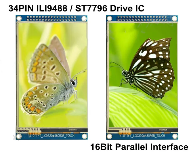 4 0 дюймовый 34PIN TFT ЖК сенсорный экран с адаптером платы ILI9488 ST7796 Привод IC XPT2046 16Bit