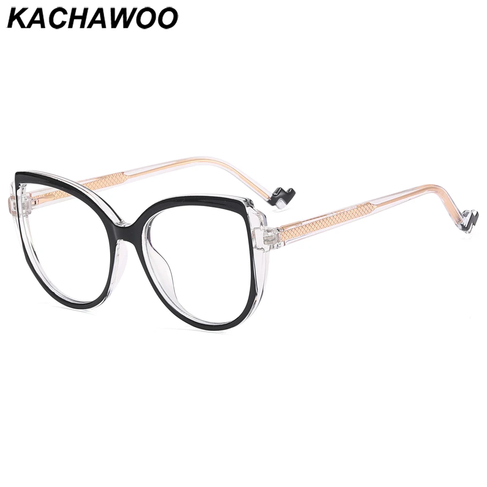 

Очки Kachawoo женские в ретро стиле, оптические аксессуары для очков с защитой от синего света, ацетатные модные оправы кошачий глаз из TR90, черные прозрачные украшения