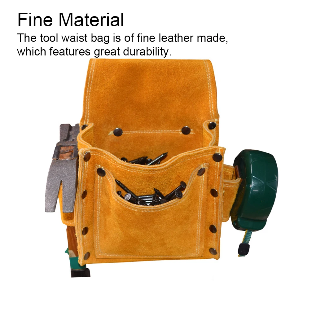 

Leather Tool Storage Waist Bag Portable Multi-pocket Replacement Puncture Proof Wrench Woodworking Carpentry Pouch Pocket