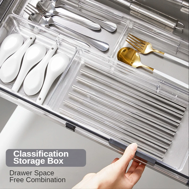 

Kitchen Organizer Desk Organizer Drawer Storage Box Cabinet Classification Finishing Box Tableware Storage Grid Household Gadget