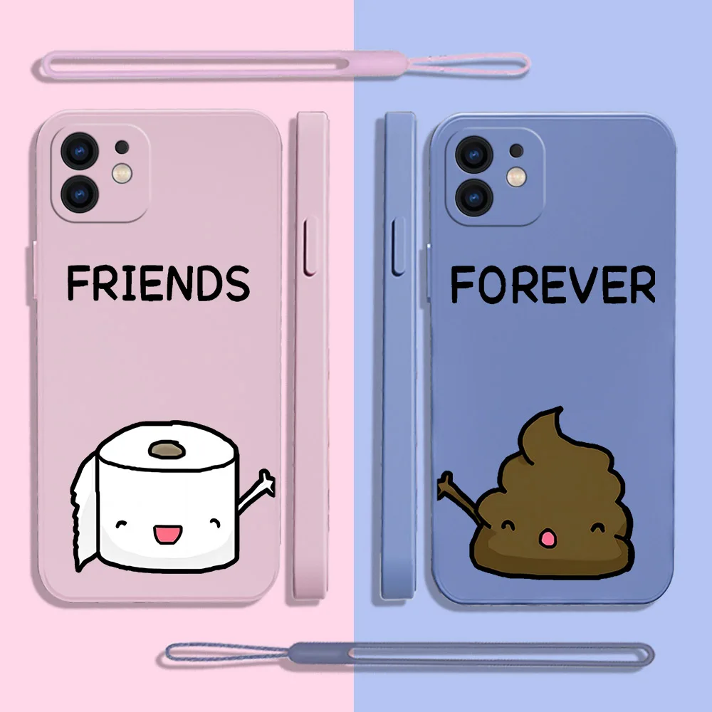 

Best Friends Forever Cartoon BFF Phone Case For iPhone 14 13 12 11 Pro Max X XR XS SE20 8 7 Plus Silicone Cases with Hand Strap