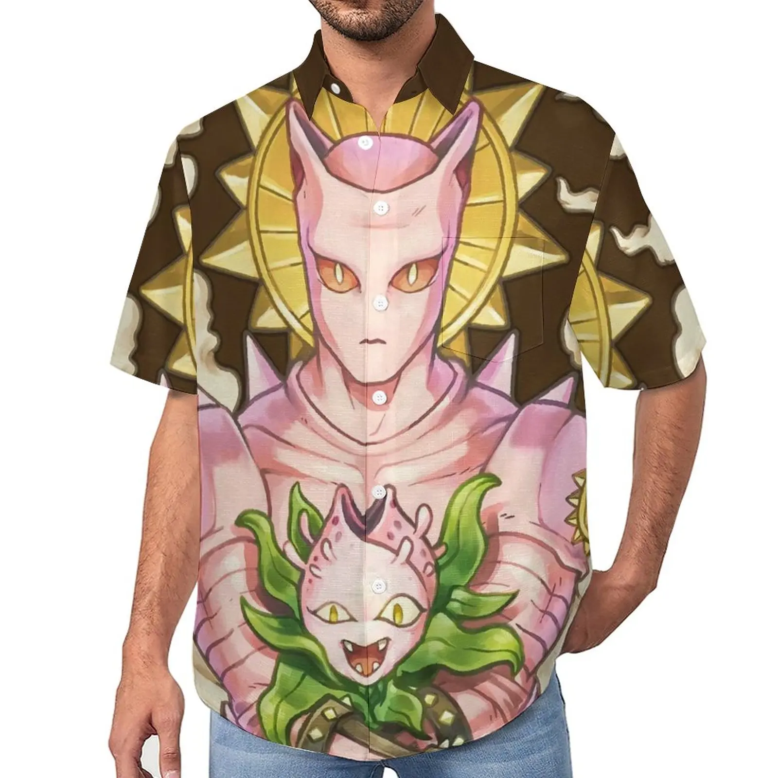 

Killer Queen Crown Loose Shirt Beach Jojo Bizarre Adventure Casual Shirts Summer Graphic Short Sleeve Fashion Oversize Blouses