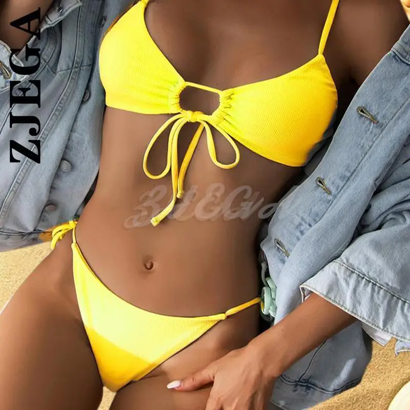 

Купальник Zjega, сексуальное бикини, простой бандаж, Женский комплект бикини, купальник из 2 предметов, пляжная одежда для купания