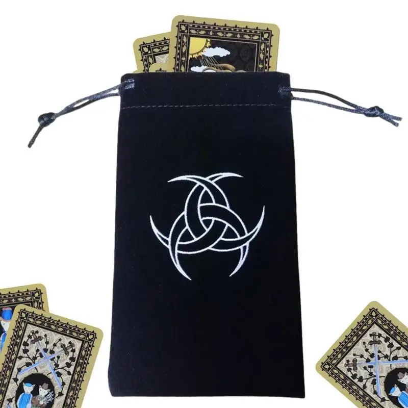 

Tarot Card Pouch Durable Drawstring Tarot Card Holder Novel Tarot Card & Dice Storage Bag Board Game Embroidery Tarot Bag For