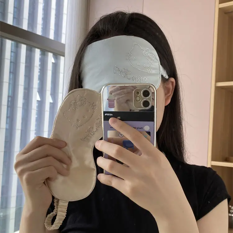 Новая шелковая маска для глаз Miniso Hello Kitty с бриллиантами эластичная лента без