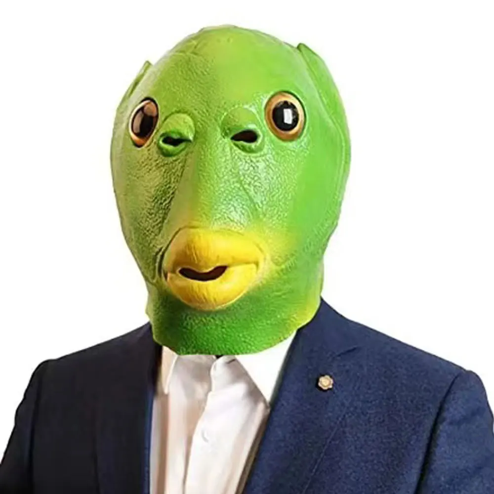 

Halloween Funny Cosplay Costume Mask Unisex Adult Carnival Party Green Fish Head Mask Headdress Suitable For Fancy Dress Party