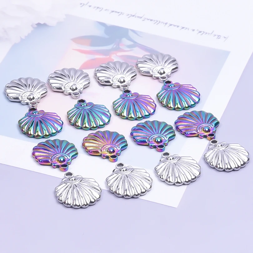 

5Pcs Shell Stainless Steel Charms Penants Silver Color Handmade For Woman Necklace/Earring collier homme Jewelry Making Supplies