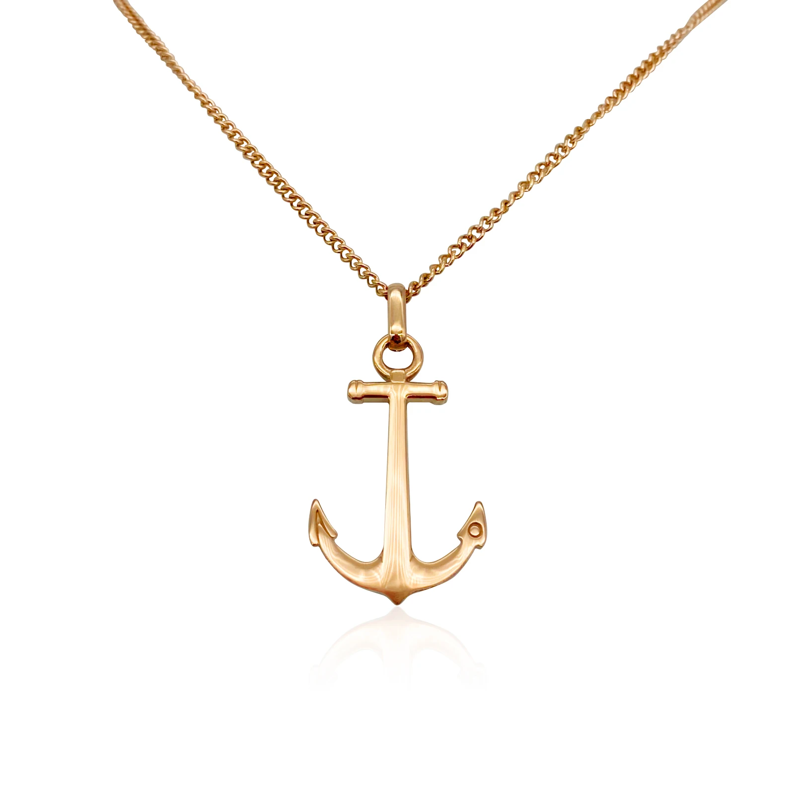 

Runda Men's Necklace Stainless Steel Gold 24K Plating with Anchor Adjustable Size 65cm Long Fashion Gold Pendent Necklace