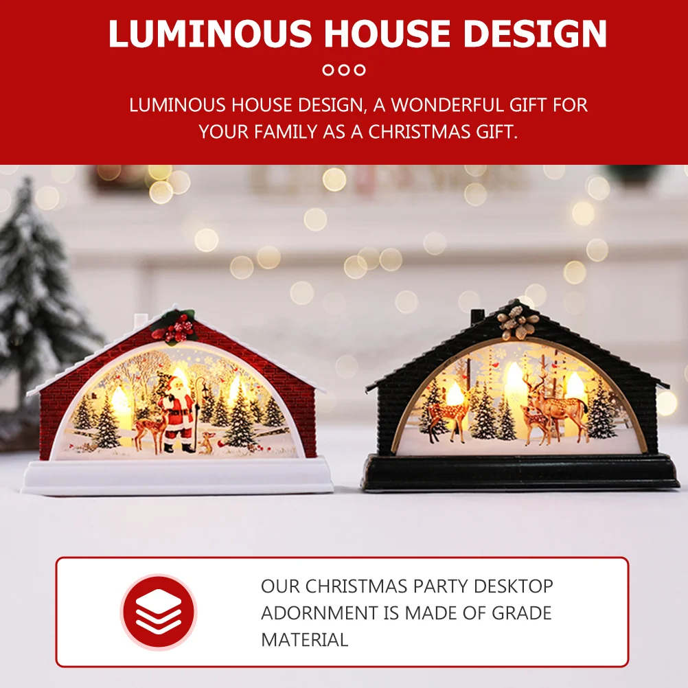 

1Pc Christmas Luminous House Ornament Showcase Adornment Desktop Decor