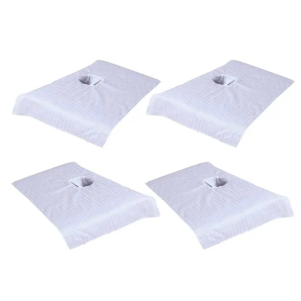 

4x Cotton SPA Massage Sheet Cosmetic Bed Face Hole Towel Cloth 19x31inch White