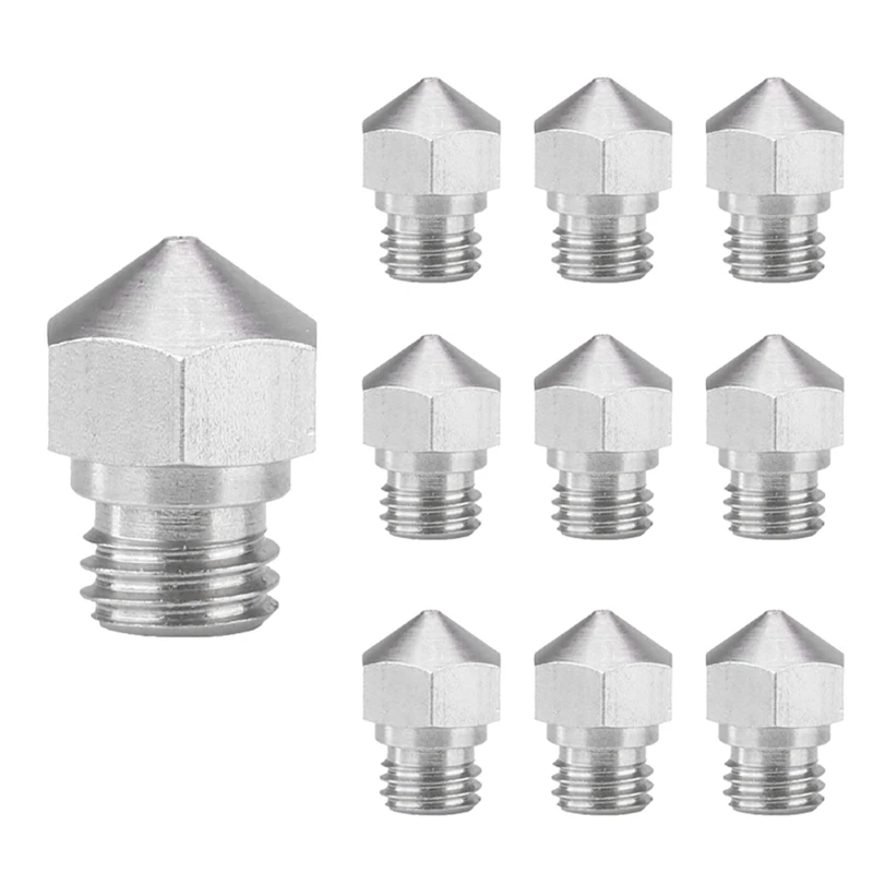 

Mk10 Coated Wear Nozzle for Ptfe Lined Hotend M7 Thread 1.75mm (for Flash Forge/Dremel/Wanhao) Bright Nickel 10Pcs