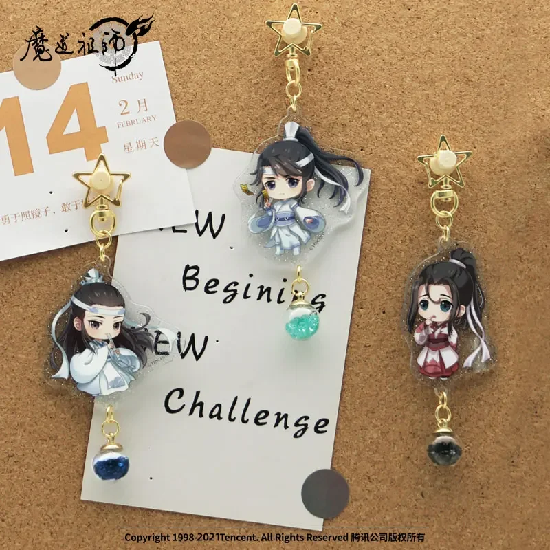 Двусторонний брелок с блестками LanWangJi WeiWuXian Cospiay в стиле аниме Grandmaster of Demonic Culture