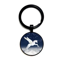 kids cute unicorn pendant keychain 25mm glass cabochon fashion gift jewelry keychain
