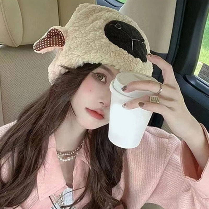 Плюшевая овечья шляпа для девочек забавная маленького дьявола шапка с овечьими