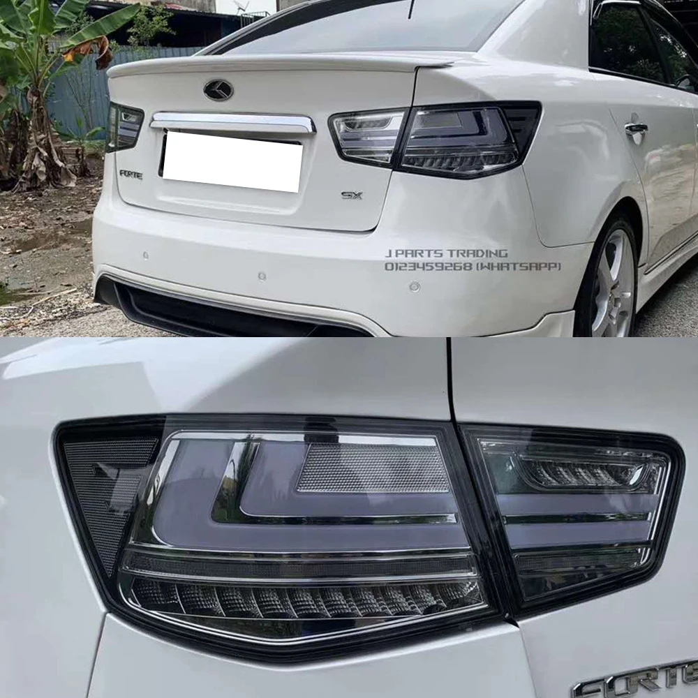 Фото Пара светодиодных задних фонарей для Kia Forte 2009-2012 DRL Противотуманный задний тормозной сигнал поворота Plug and Play Автомобильный задний фонарь в сборе №1