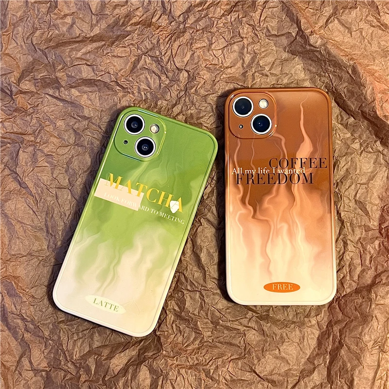 

Ins Niche Latte Matcha Coffee Art Phone Case for IPhone 13 12 11 Pro MAX 8 7 Plus X XS Max XR SE2020 Phone Soft Cover Cases