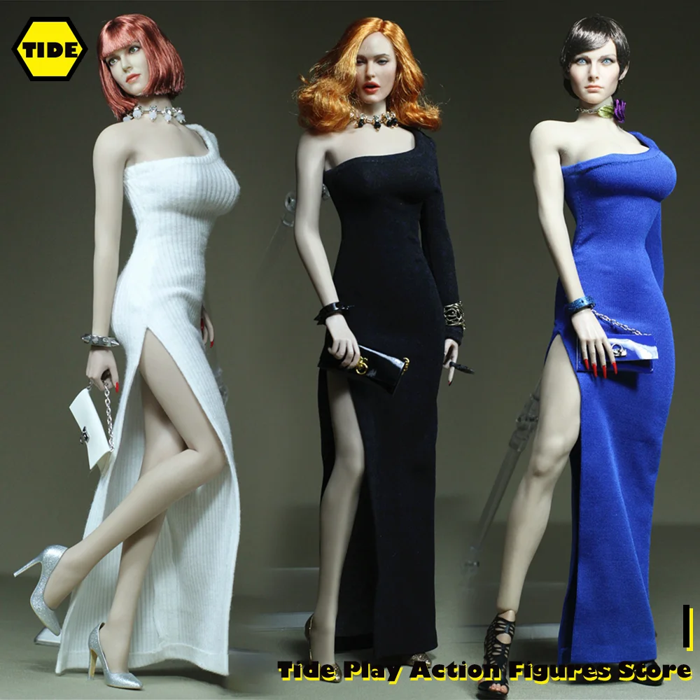

1/6 женское платье с одним рукавом и высоким разрезом, Элегантное Длинное Платье для экшн-фигурок 12 дюймов, коллекция Phicen JIAOUL