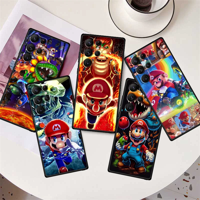 

Cute Cartoon Anime Mario Art Phone Case For Samsung Galaxy S23 S22 S21 S20 FE S10 S10E S9 Plus Ultra Pro Lite 5G Black TPU FUnda