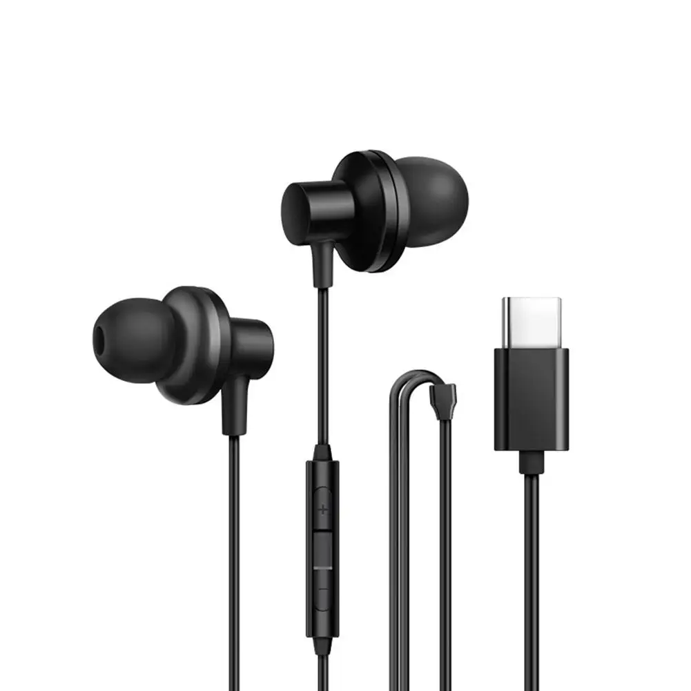 

Wire-controlled Headset Copper Ring Speaker Semi-in-ear Earphone Type-c 3.5mm Interface Wire Control With Mic For Huawei Xiaomi