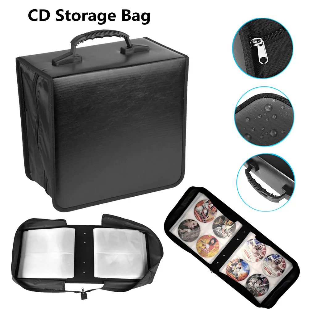

Кожаный чехол для CD DVD-бумажник из искусственной альбом на диске, на молнии, вместительный, для хранения медиаданных, CD-дисков
