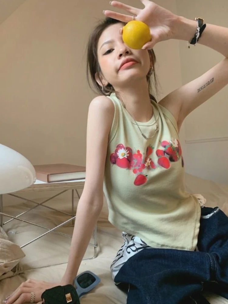 

New Daily Elegant Asymmetrical Creativity Tops Casual Women Summer Sexy Simple Style Tanks Popular All-match Korean Ladies Slim
