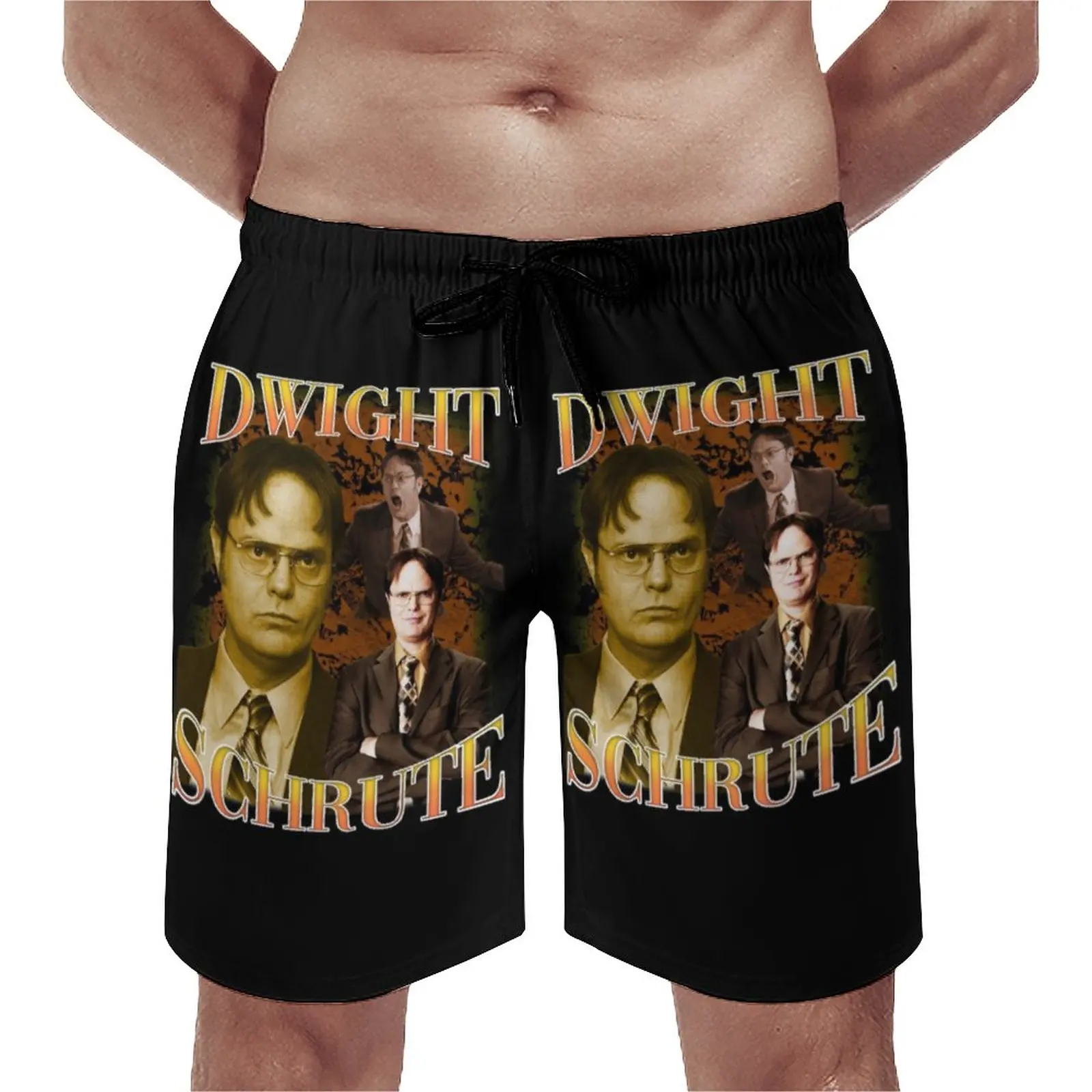 Dwight Schrute 90s Vintage Board Shorts The Office Kurt Funny  Jim Halpert Beach Short Pants Elastic Waist Custom Swim Trunks