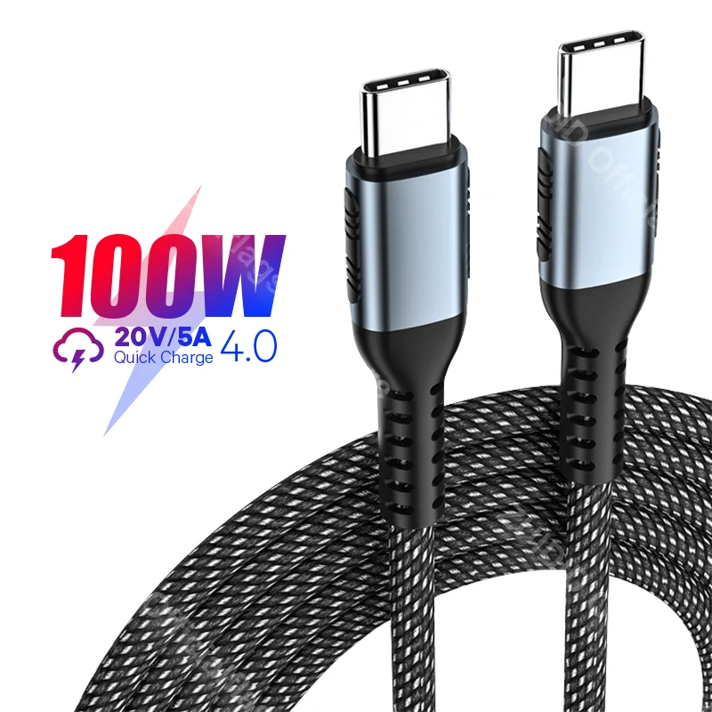 

USB C to USB Type C Cable for MacBook Pro Quick Charge 4.0 PD 100W 5A Fast Charging for Samsung Xiaomi mi 10 Charge Cable 1/2M