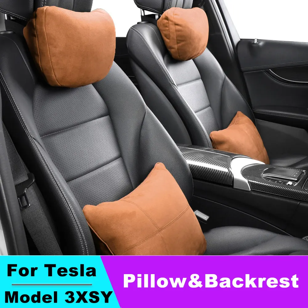 

Car Seat Headrest Neck Pillow For Tesla Model 3 Model Y Model S Model X Memory Soft Comfort Neck Cushion Logo Accessories