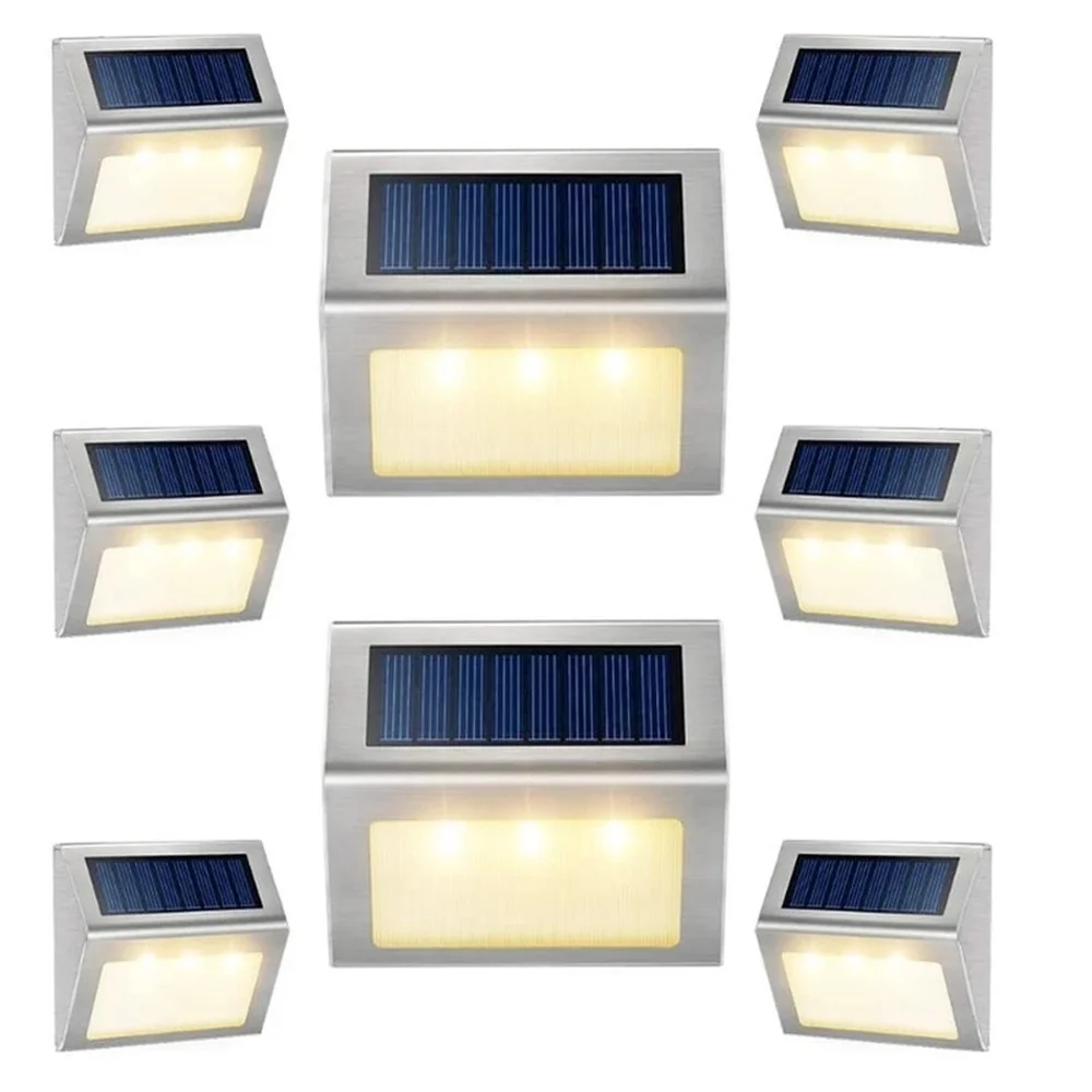 

LED Solar Stair Lamp1/2/4pcs Waterproof Outdoor Garden Pathway Yard Patio Stairs Steps Fence Lamps Christmas Solar Night Light