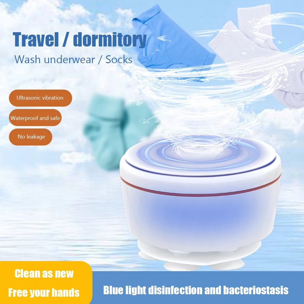 

Portable Turbo Washer USB Powered Ultrasonic Turbo Washer Removes Dirt Turbo Washing Machine for Underwear Socks for Home Travel