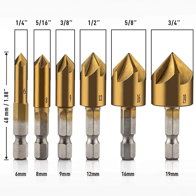 6 шт. набор сверл с шестигранным хвостовиком 1/4 дюйма