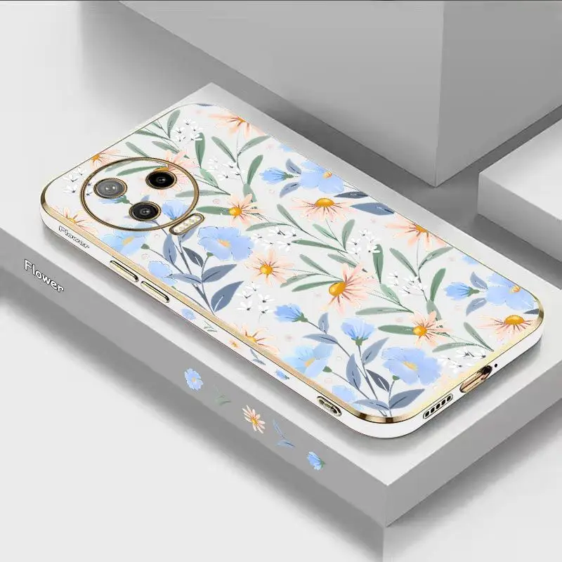 

Tender Summer Flowers Luxury Plating Phone Case Infinix Note 12pro 12 11 11Pro 10 Pro 10 Hot 12 12 Play 11S 10 Play Cover