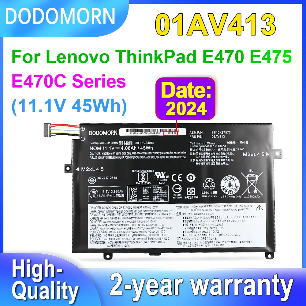 DODOMORN 01AV413 Аккумулятор для ноутбука Lenovo ThinkPad E470 E470C E475 серии 01AV411 01AV412 SB10K97568 SB10K97569
