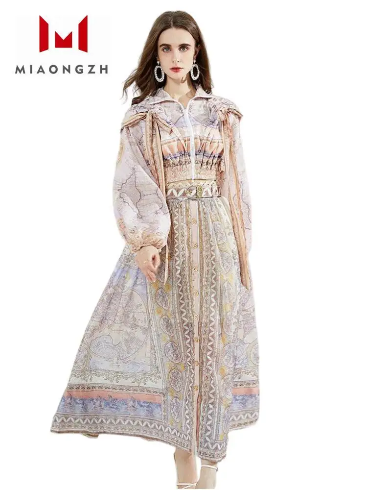 

Костюм женский свободный с длинным рукавом, винтажный топ на шнуровке с капюшоном, модная облегающая юбка с поясом, комплект из 2 предметов, на лето